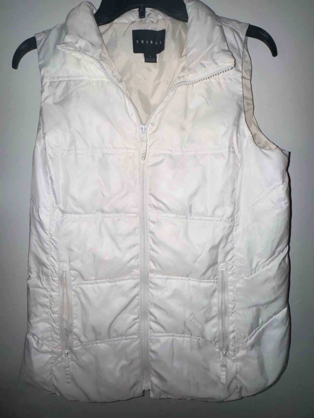Tribal White Quilted Puffer Vest